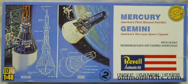 Revell 1/48 Mercury and Gemini Capsules, 85-1834 plastic model kit